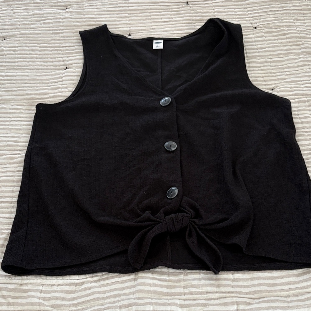 Old Navy Black Tie-Front Tank Top
